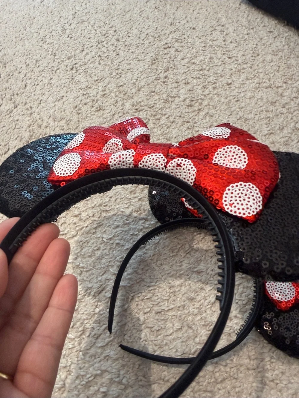 Sequin Minnie-Style Headband with Red Polka Dot Bow - Kids Accessories